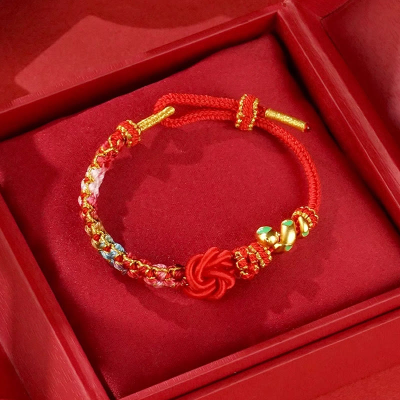 ATELIER-TIBET – Bracelet de Protection Fil Rouge avec Breloque Serpent en Alliage de Cuivre (Ajustable)