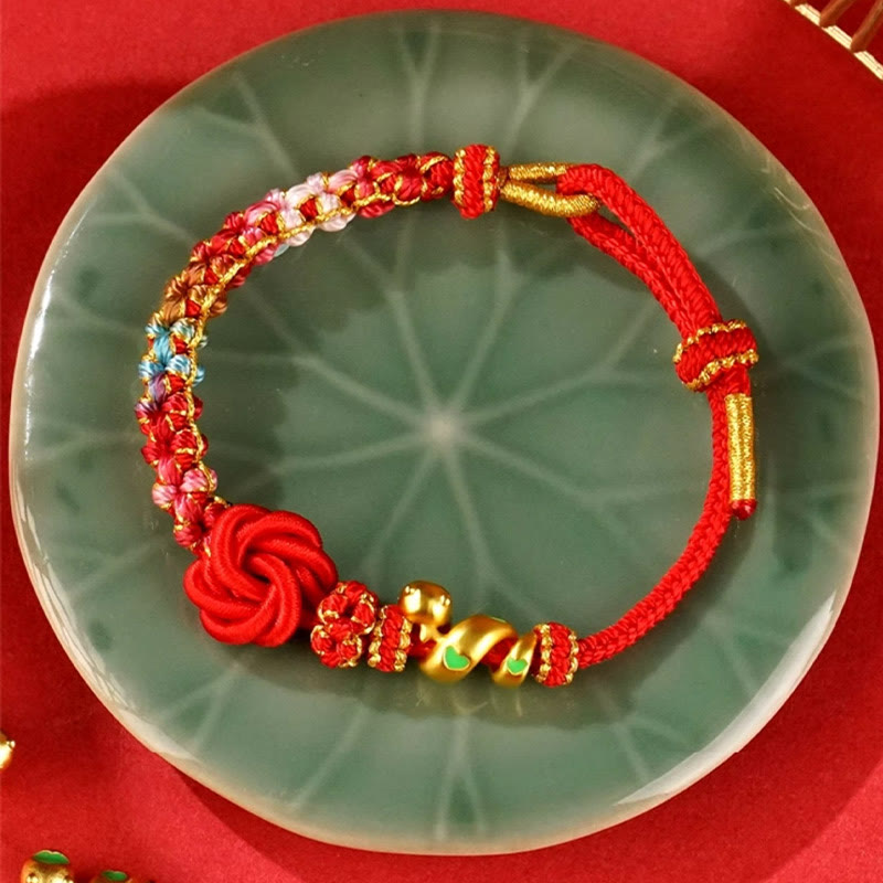 ATELIER-TIBET – Bracelet de Protection Fil Rouge avec Breloque Serpent en Alliage de Cuivre (Ajustable)