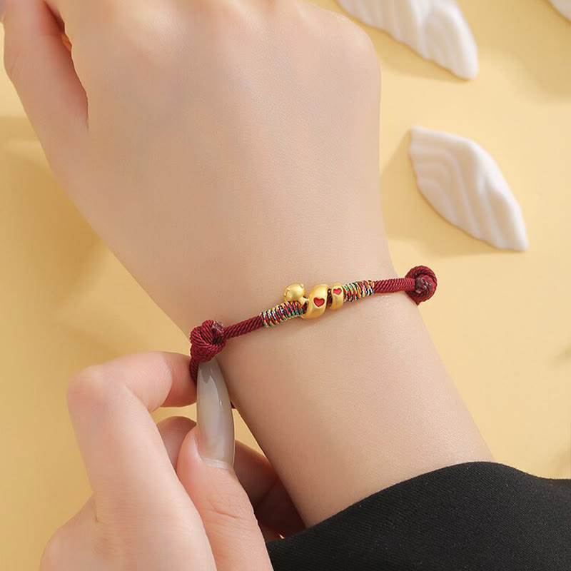 ATELIER-TIBET – Bracelet de Protection Fil Rouge avec Breloque Serpent en Alliage de Cuivre (Ajustable)