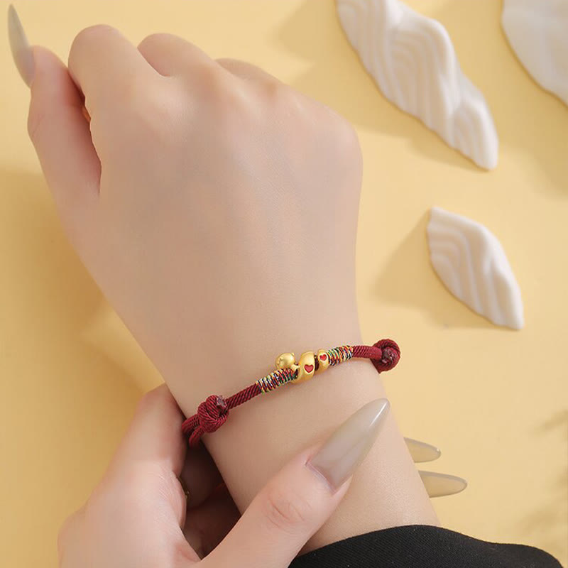 ATELIER-TIBET – Bracelet de Protection Fil Rouge avec Breloque Serpent en Alliage de Cuivre (Ajustable)