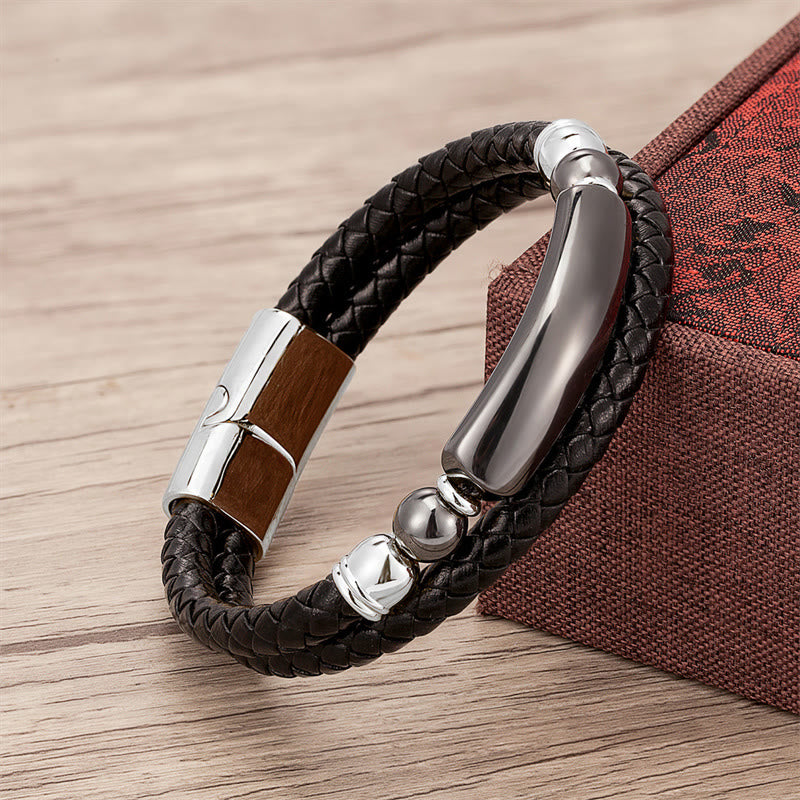 ATELIER-TIBET – Bracelet en Cuir & Pierre Naturelle Œil de Tigre Doré, Fermoir Magnétique