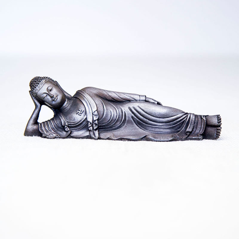 ATELIER-TIBET Bouddha couché Shakyamuni Poudre de fer Rouille Statue en résine coulée Décoration de la maison