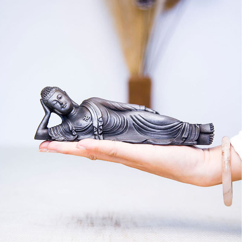 ATELIER-TIBET Bouddha couché Shakyamuni Poudre de fer Rouille Statue en résine coulée Décoration de la maison