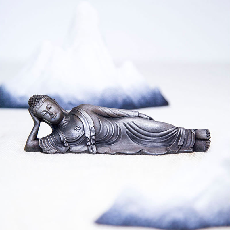 ATELIER-TIBET Bouddha couché Shakyamuni Poudre de fer Rouille Statue en résine coulée Décoration de la maison