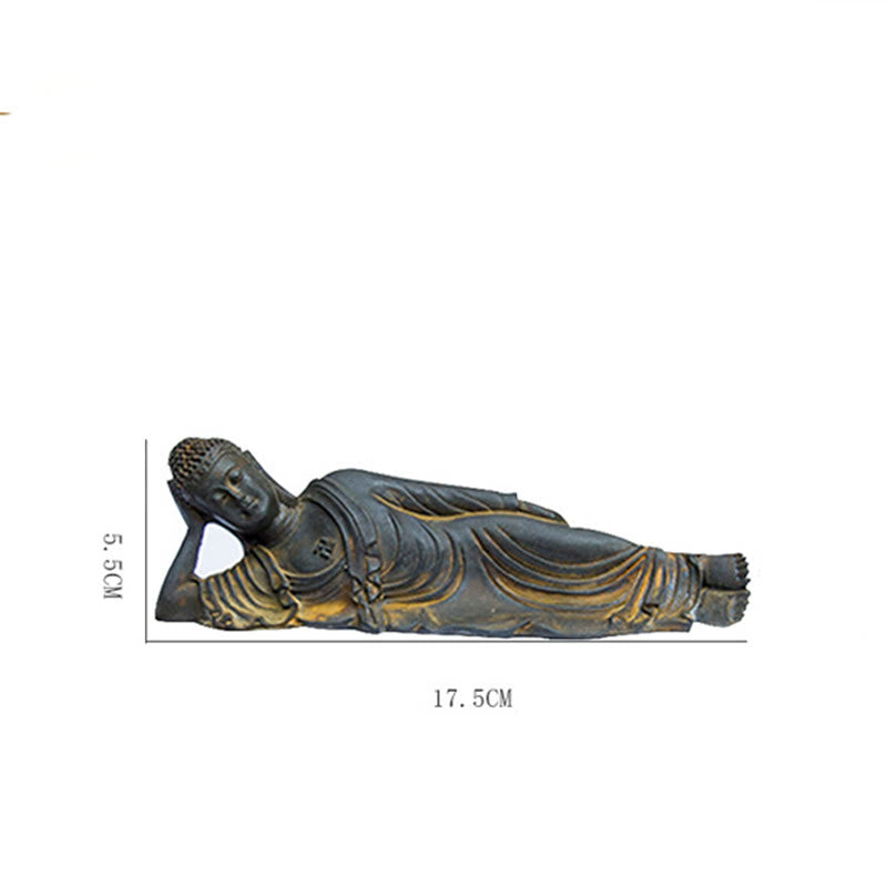ATELIER-TIBET Bouddha couché Shakyamuni Poudre de fer Rouille Statue en résine coulée Décoration de la maison