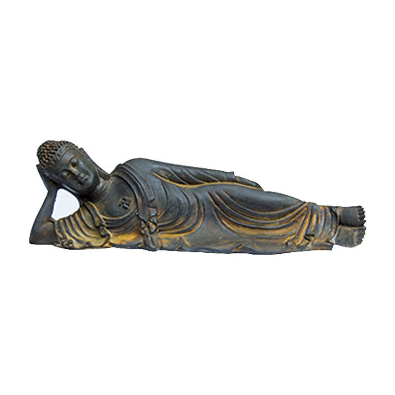 ATELIER-TIBET Bouddha couché Shakyamuni Poudre de fer Rouille Statue en résine coulée Décoration de la maison