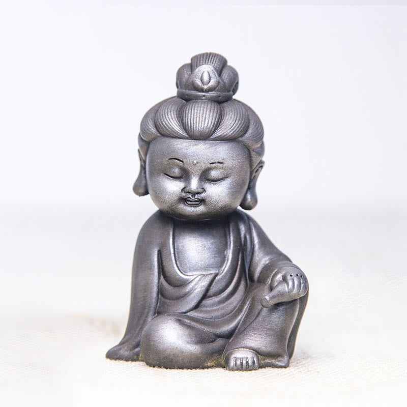 ATELIER-TIBET Pierres faites à la main, Ksitigarbha Kwan Yin Guanyin Avalokitesvara Tathagata, poudre de fer rouille, Statue en résine moulée, décoration de la maison