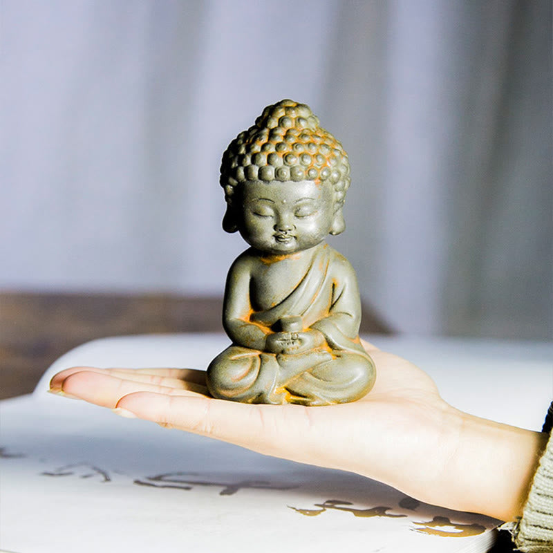 ATELIER-TIBET Pierres faites à la main, Ksitigarbha Kwan Yin Guanyin Avalokitesvara Tathagata, poudre de fer rouille, Statue en résine moulée, décoration de la maison