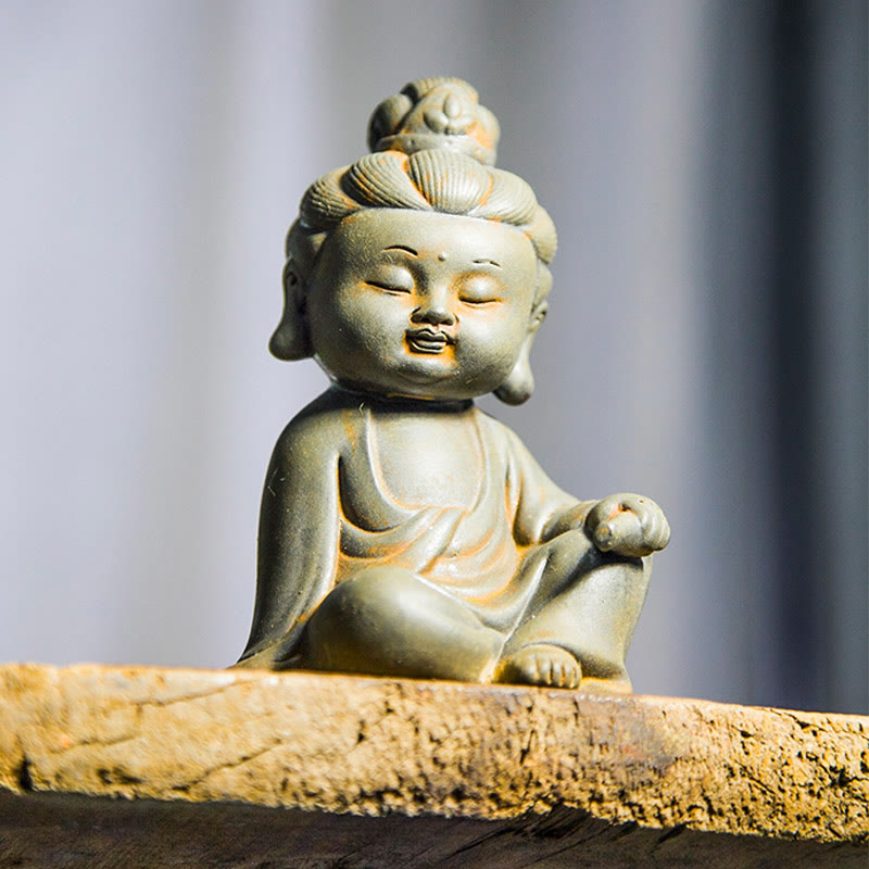 ATELIER-TIBET Pierres faites à la main, Ksitigarbha Kwan Yin Guanyin Avalokitesvara Tathagata, poudre de fer rouille, Statue en résine moulée, décoration de la maison