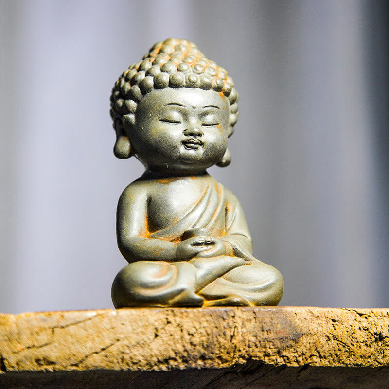 ATELIER-TIBET Pierres faites à la main, Ksitigarbha Kwan Yin Guanyin Avalokitesvara Tathagata, poudre de fer rouille, Statue en résine moulée, décoration de la maison