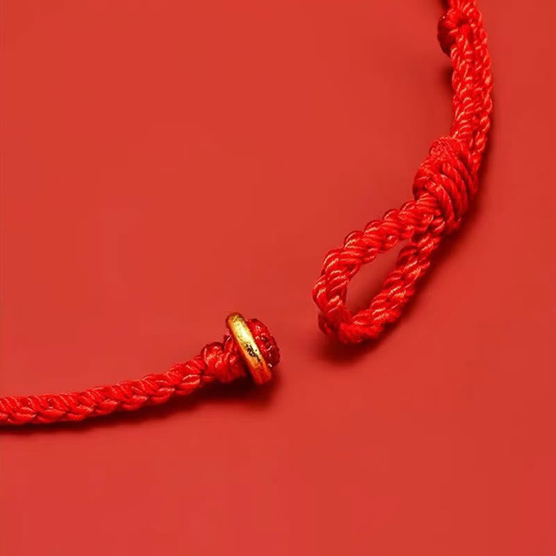 ATELIER-TIBET – Bracelet Porte-Bonheur Fil Rouge & Symbole Fu en Argent Sterling 925