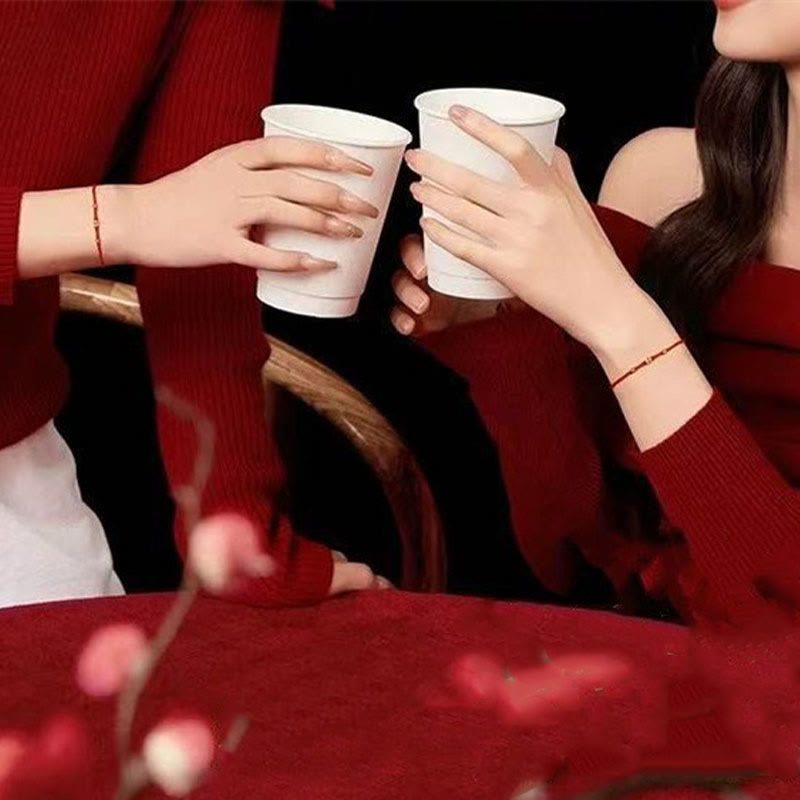 ATELIER-TIBET – Bracelet Porte-Bonheur Fil Rouge & Symbole Fu en Argent Sterling 925