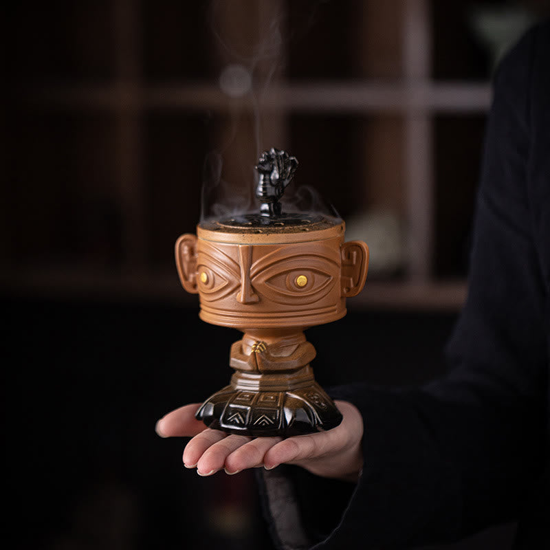 ATELIER-TIBET Brûleur d'encens en céramique de guérison en Buddha Stones Sanxingdui Décoration de bureau