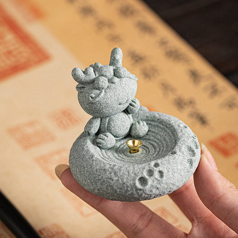 ATELIER-TIBET Brûleur d'encens de guérison du zodiaque chinois en Buddha Stones Décoration de bureau