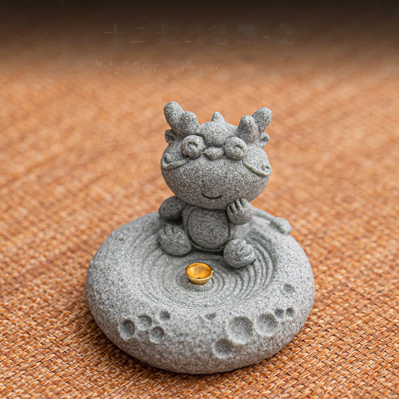 ATELIER-TIBET Brûleur d'encens de guérison du zodiaque chinois en Buddha Stones Décoration de bureau
