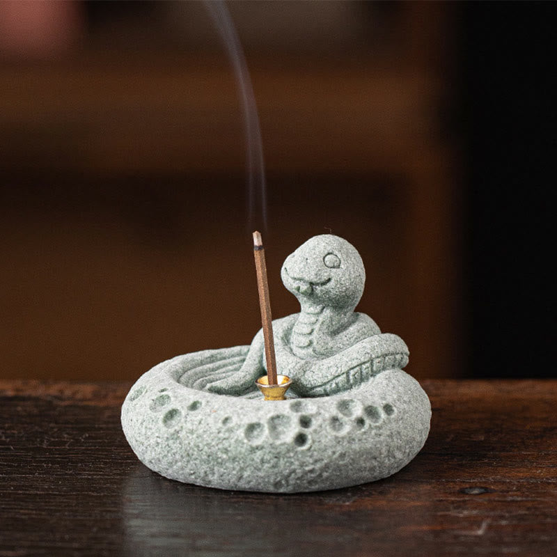 ATELIER-TIBET Brûleur d'encens de guérison du zodiaque chinois en Buddha Stones Décoration de bureau