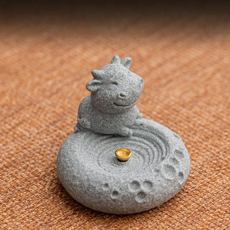 ATELIER-TIBET Brûleur d'encens de guérison du zodiaque chinois en Buddha Stones Décoration de bureau