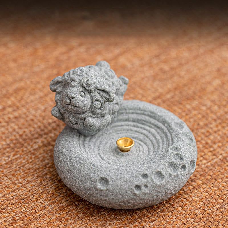 ATELIER-TIBET Brûleur d'encens de guérison du zodiaque chinois en Buddha Stones Décoration de bureau
