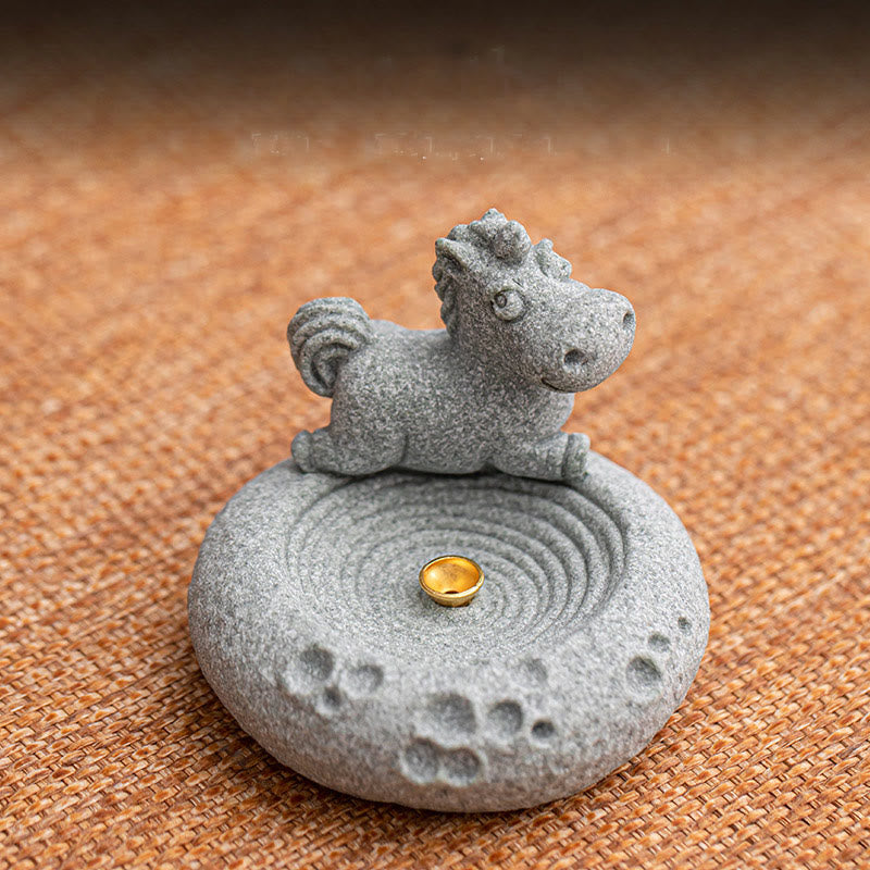 ATELIER-TIBET Brûleur d'encens de guérison du zodiaque chinois en Buddha Stones Décoration de bureau