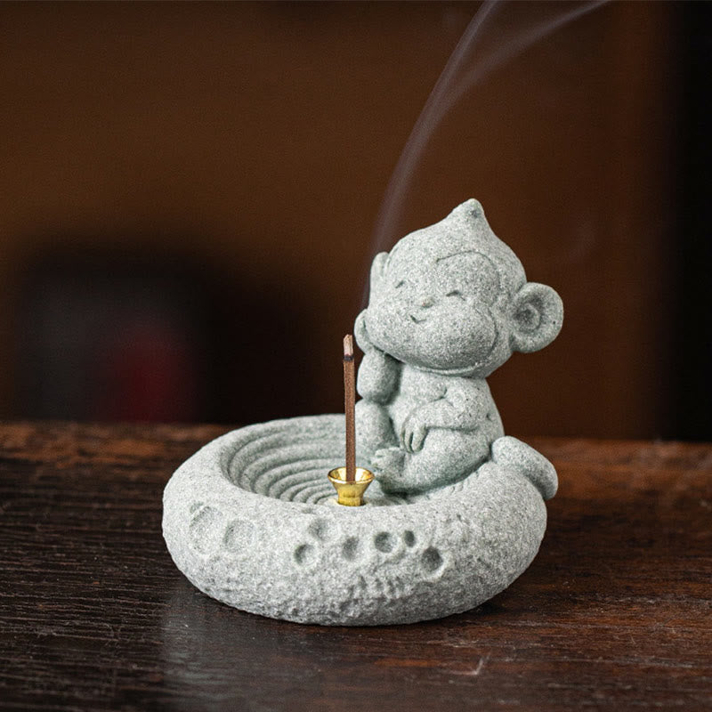 ATELIER-TIBET Brûleur d'encens de guérison du zodiaque chinois en Buddha Stones Décoration de bureau