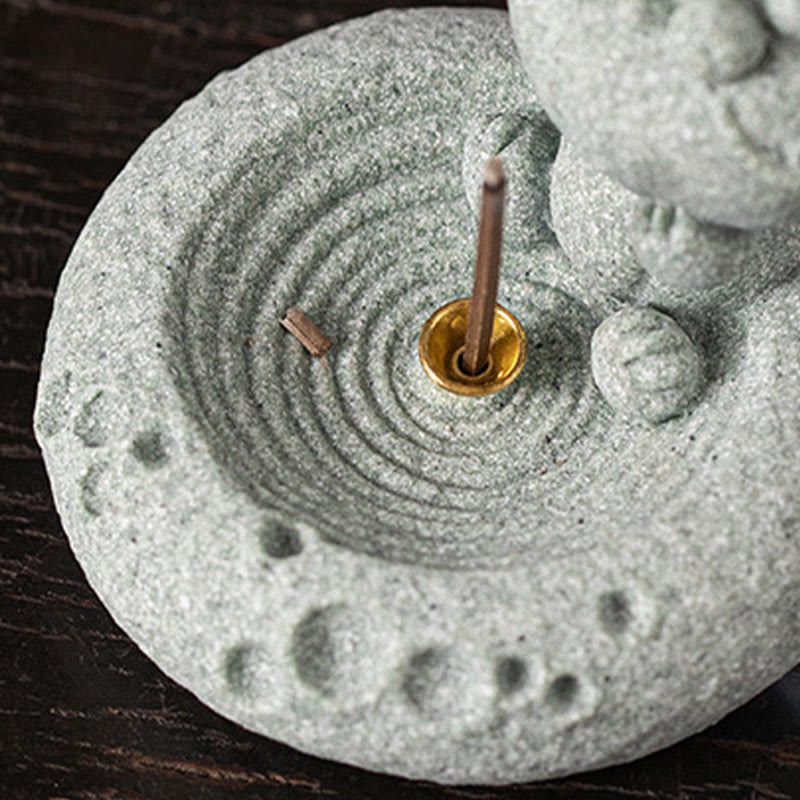 ATELIER-TIBET Brûleur d'encens de guérison du zodiaque chinois en Buddha Stones Décoration de bureau