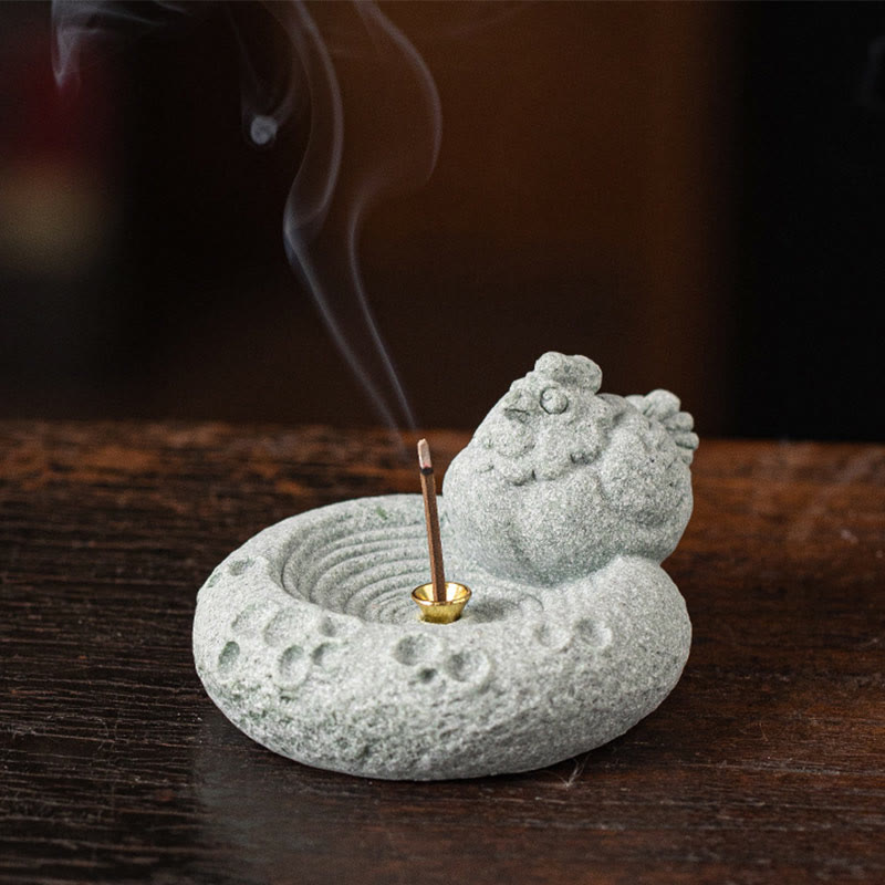 ATELIER-TIBET Brûleur d'encens de guérison du zodiaque chinois en Buddha Stones Décoration de bureau