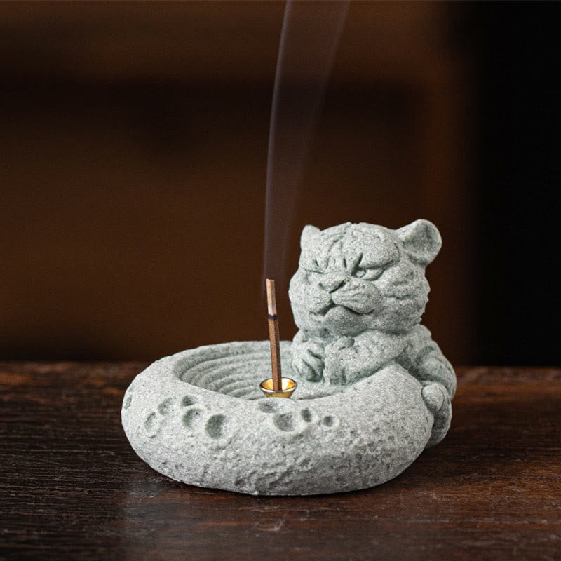 ATELIER-TIBET Brûleur d'encens de guérison du zodiaque chinois en Buddha Stones Décoration de bureau