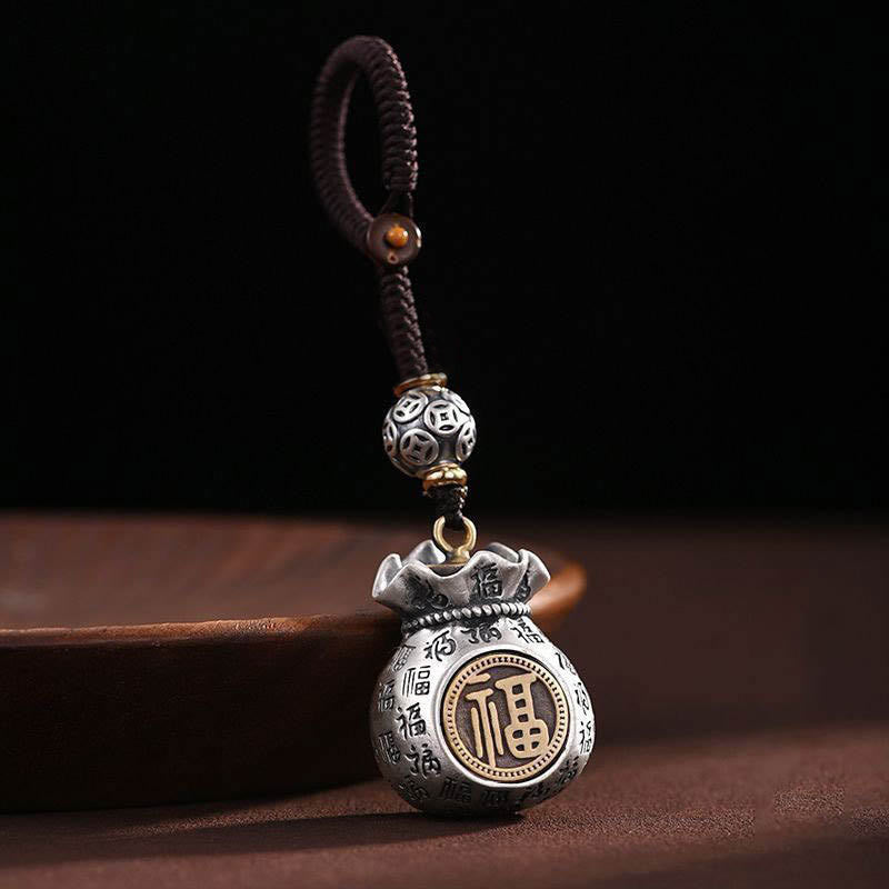ATELIER-TIBET — Porte-clés Sac de Richesse Fu — Talisman Symbolique de Prospérité & Abondance