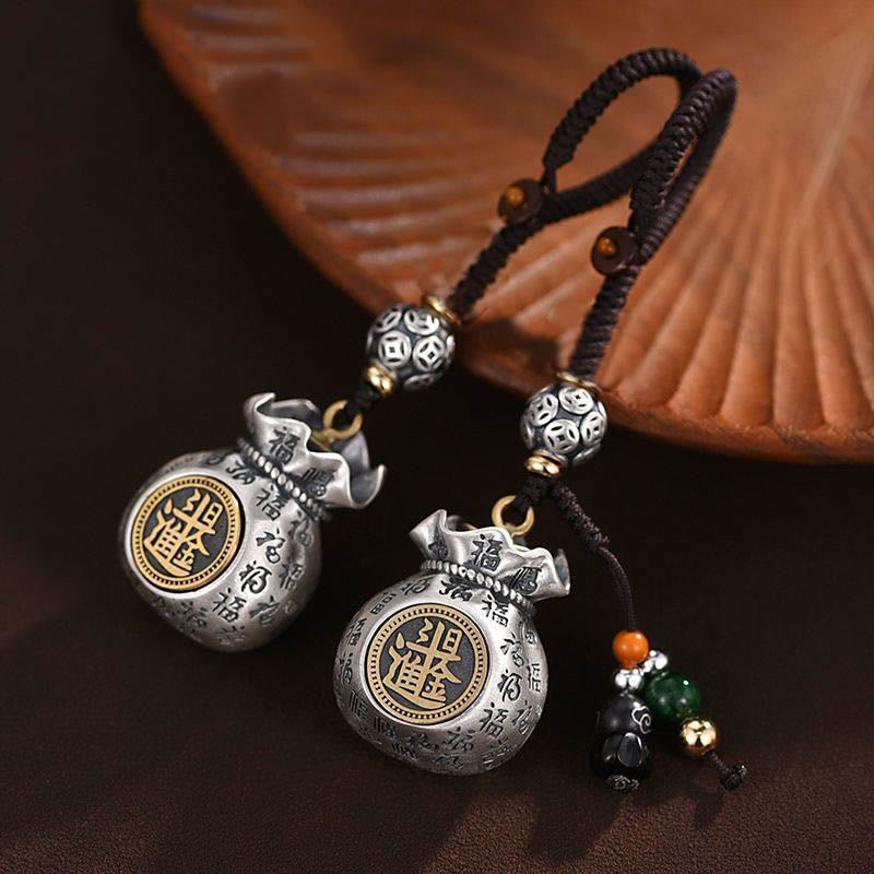 ATELIER-TIBET — Porte-clés Sac de Richesse Fu — Talisman Symbolique de Prospérité & Abondance