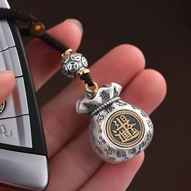 ATELIER-TIBET — Porte-clés Sac de Richesse Fu — Talisman Symbolique de Prospérité & Abondance