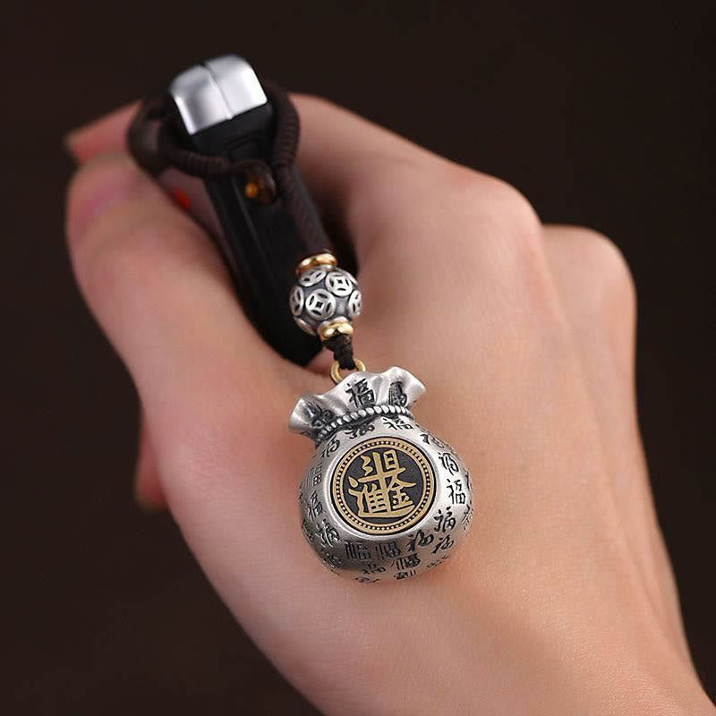 ATELIER-TIBET — Porte-clés Sac de Richesse Fu — Talisman Symbolique de Prospérité & Abondance