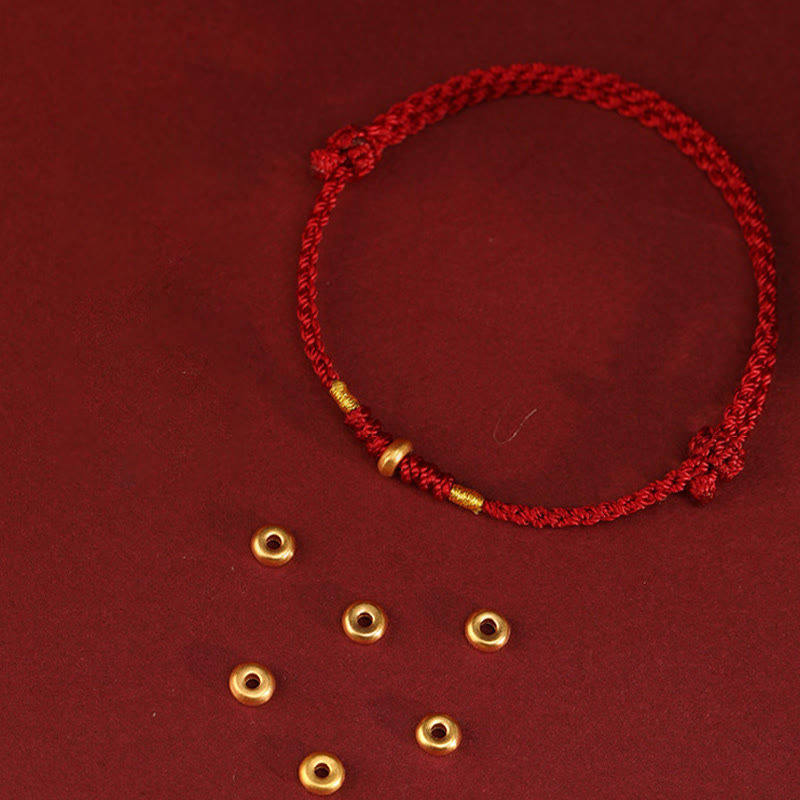 ATELIER-TIBET – Bracelet & Chevillière de Protection en Fil Rouge et Or 999, Ajustable