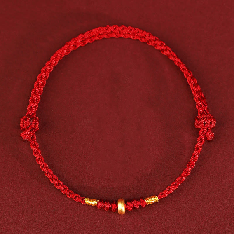 ATELIER-TIBET – Bracelet & Chevillière de Protection en Fil Rouge et Or 999, Ajustable