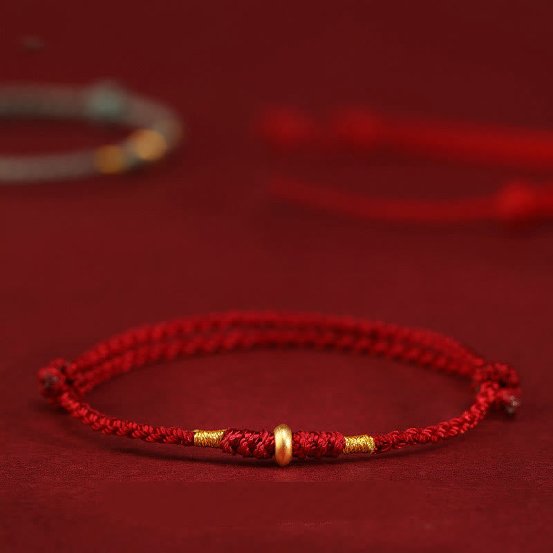ATELIER-TIBET – Bracelet & Chevillière de Protection en Fil Rouge et Or 999, Ajustable