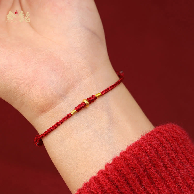 ATELIER-TIBET – Bracelet & Chevillière de Protection en Fil Rouge et Or 999, Ajustable