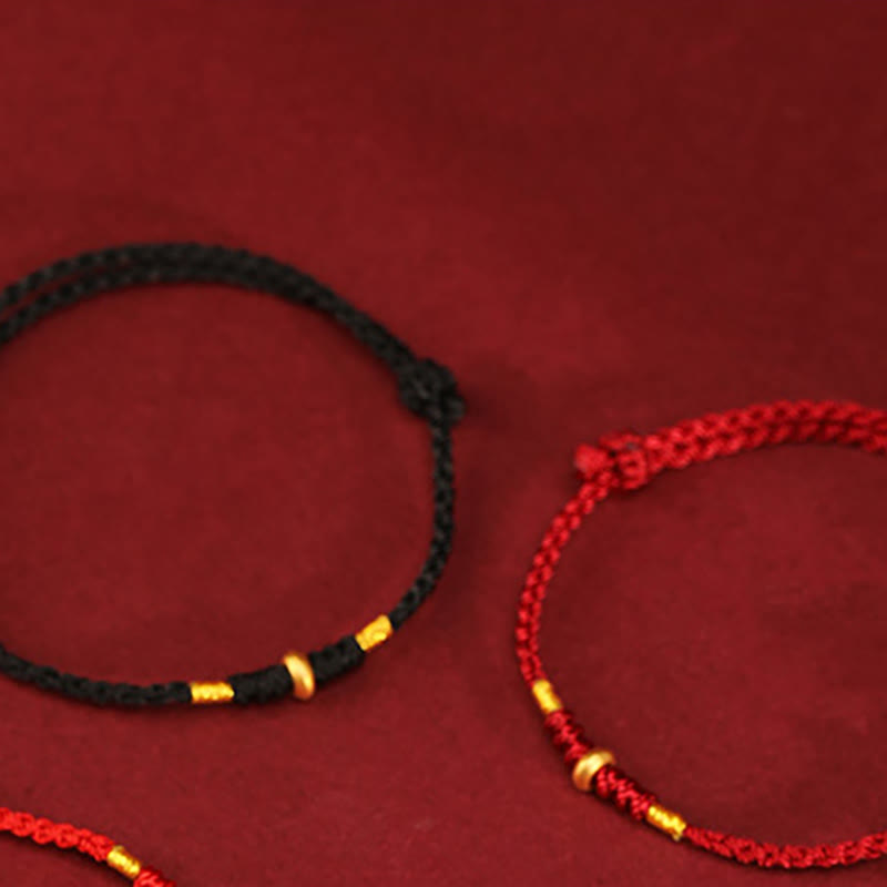 ATELIER-TIBET – Bracelet & Chevillière de Protection en Fil Rouge et Or 999, Ajustable
