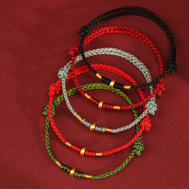ATELIER-TIBET – Bracelet & Chevillière de Protection en Fil Rouge et Or 999, Ajustable