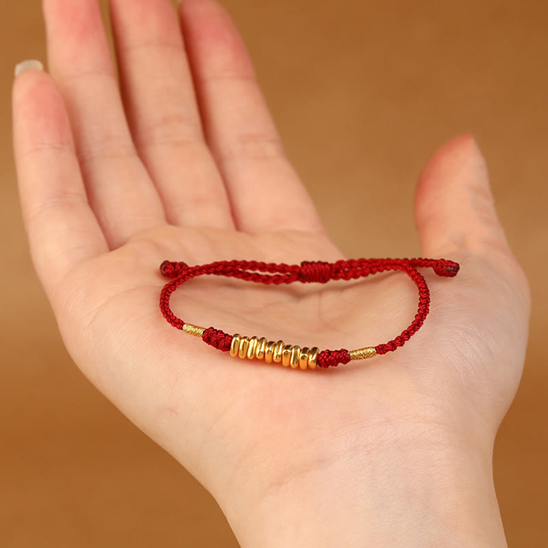 ATELIER-TIBET – Bracelet Fil Rouge Ultra-Fin & Or 999, Tressage Artisanal Ajustable