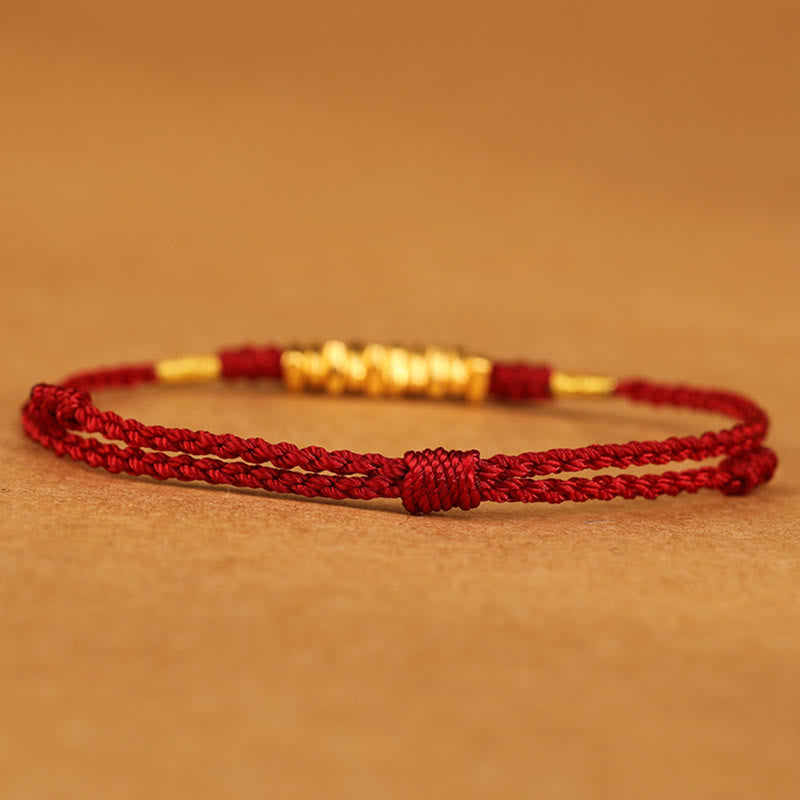 ATELIER-TIBET – Bracelet Fil Rouge Ultra-Fin & Or 999, Tressage Artisanal Ajustable