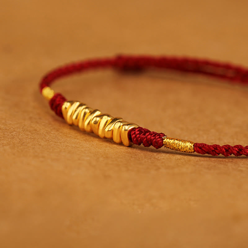 ATELIER-TIBET – Bracelet Fil Rouge Ultra-Fin & Or 999, Tressage Artisanal Ajustable
