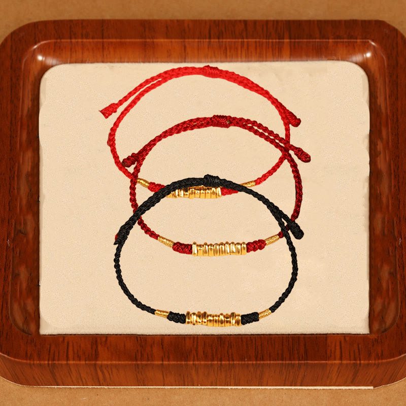 ATELIER-TIBET – Bracelet Fil Rouge Ultra-Fin & Or 999, Tressage Artisanal Ajustable