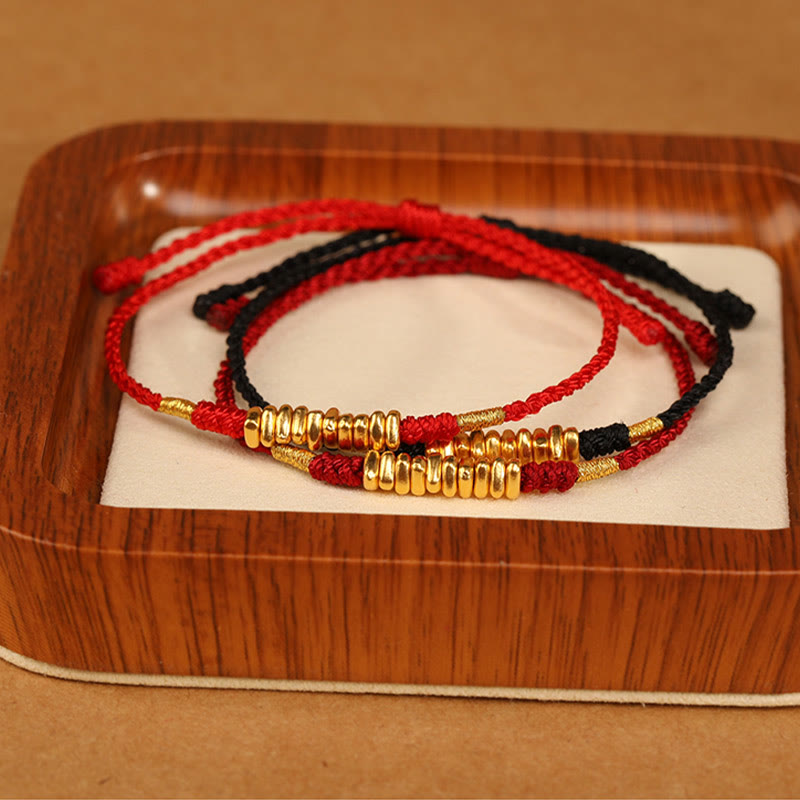 ATELIER-TIBET – Bracelet Fil Rouge Ultra-Fin & Or 999, Tressage Artisanal Ajustable