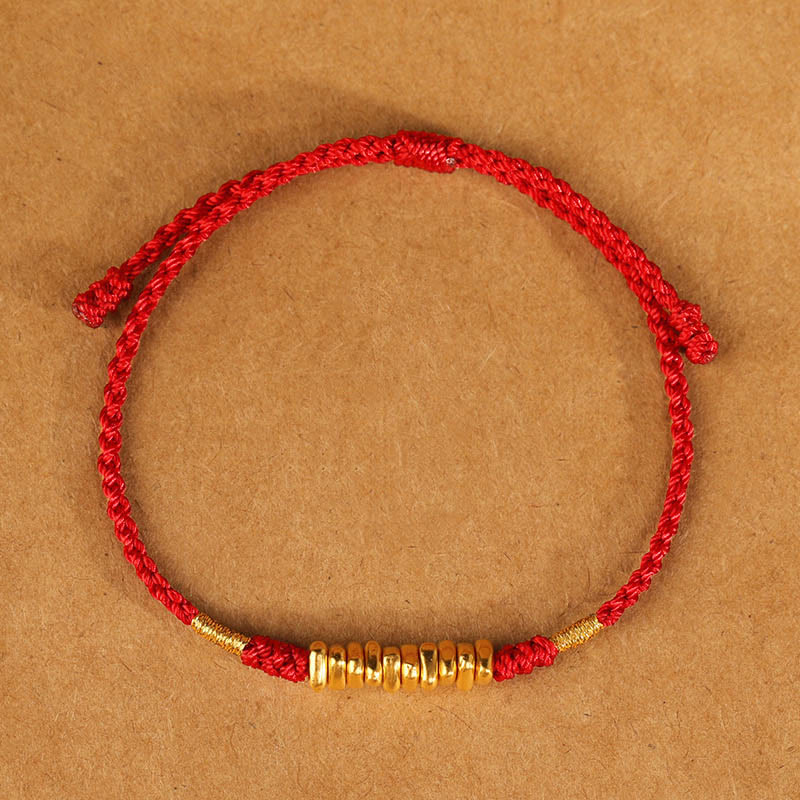 ATELIER-TIBET – Bracelet Fil Rouge Ultra-Fin & Or 999, Tressage Artisanal Ajustable