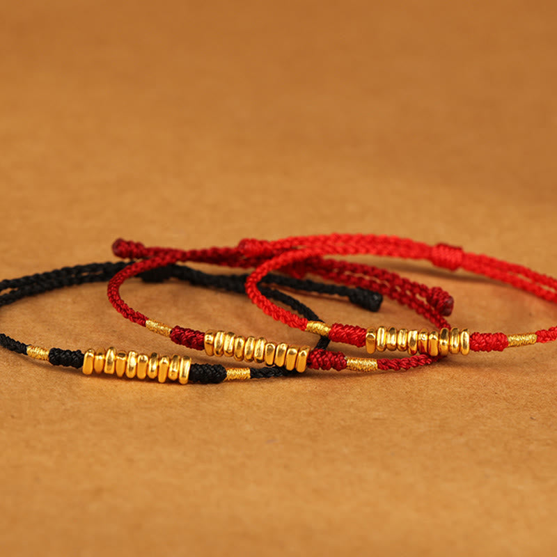 ATELIER-TIBET – Bracelet Fil Rouge Ultra-Fin & Or 999, Tressage Artisanal Ajustable