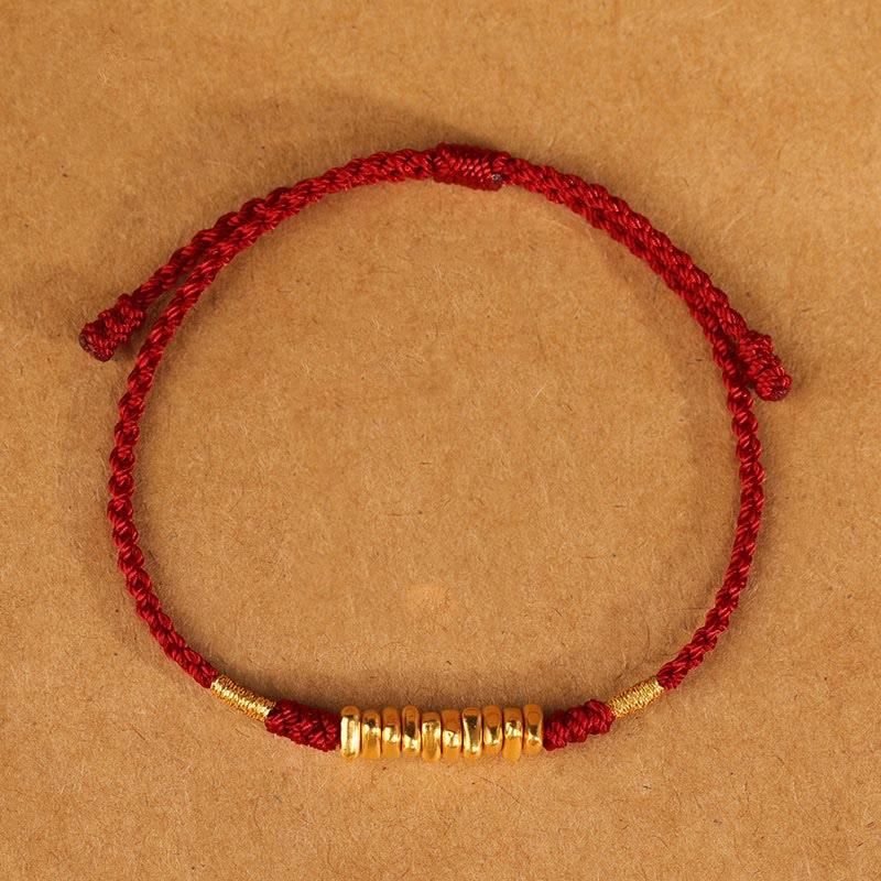 ATELIER-TIBET – Bracelet Fil Rouge Ultra-Fin & Or 999, Tressage Artisanal Ajustable