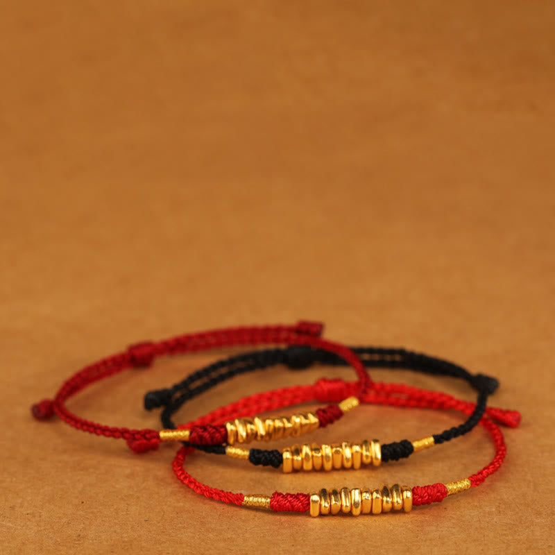 ATELIER-TIBET – Bracelet Fil Rouge Ultra-Fin & Or 999, Tressage Artisanal Ajustable