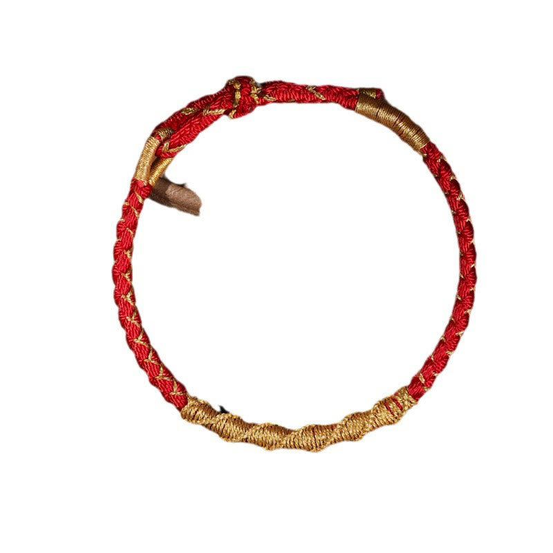ATELIER-TIBET – Bracelet Tibétain en Fil Doré & Fil Rouge, Nœud Écailles de Dragon Ajustable