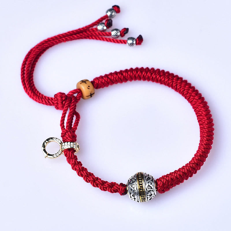 ATELIER-TIBET – Bracelet Tibétain Porte-Bonheur en Fil Rouge Tressé, Ajustable