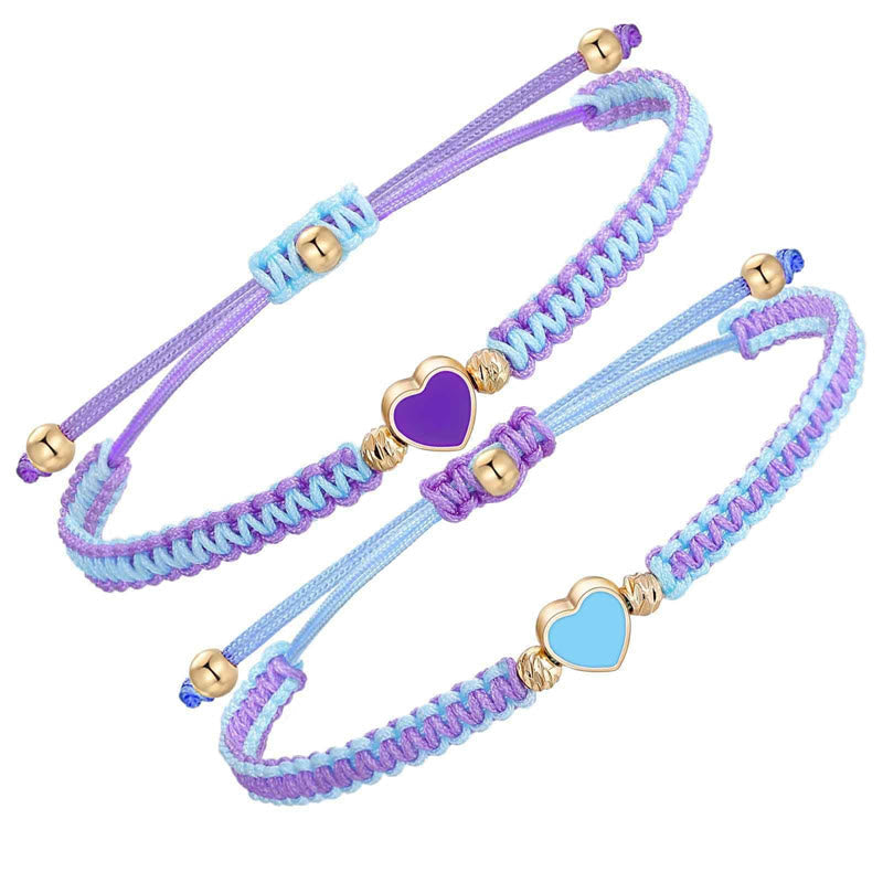 ATELIER-TIBET – Bracelets Couple Cœur en Fil Rouge Tressé, Ajustables
