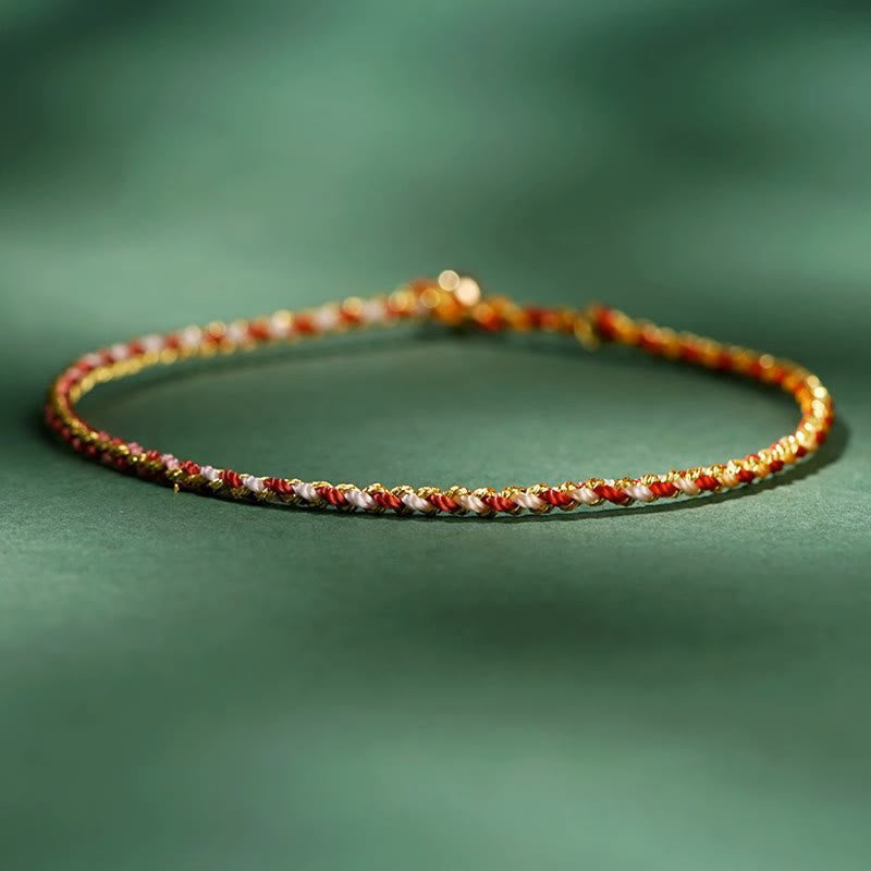 ATELIER-TIBET – Bracelet Corde Lotus Porte-Bonheur Coloré (Option Pièce de Cuivre)